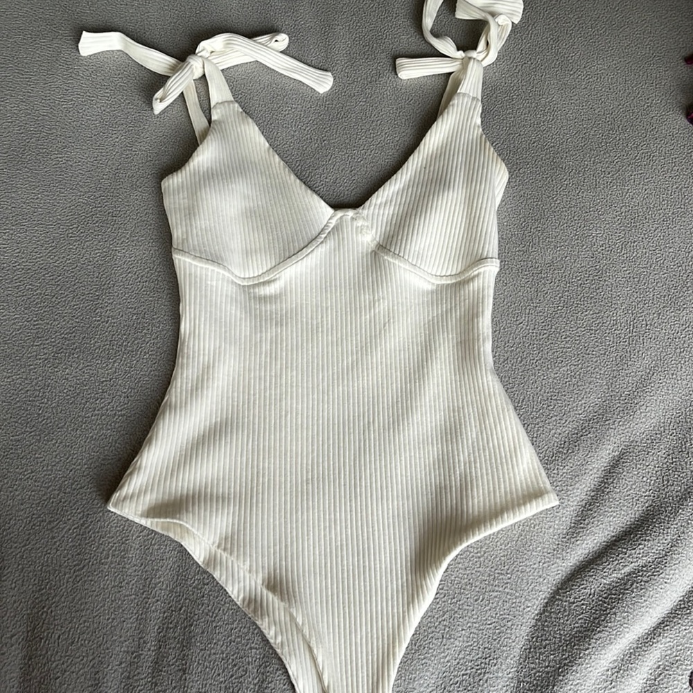 White ribbed bodysuit